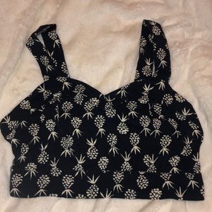Navy Aerie Crop Top with Pinapple Pattern
